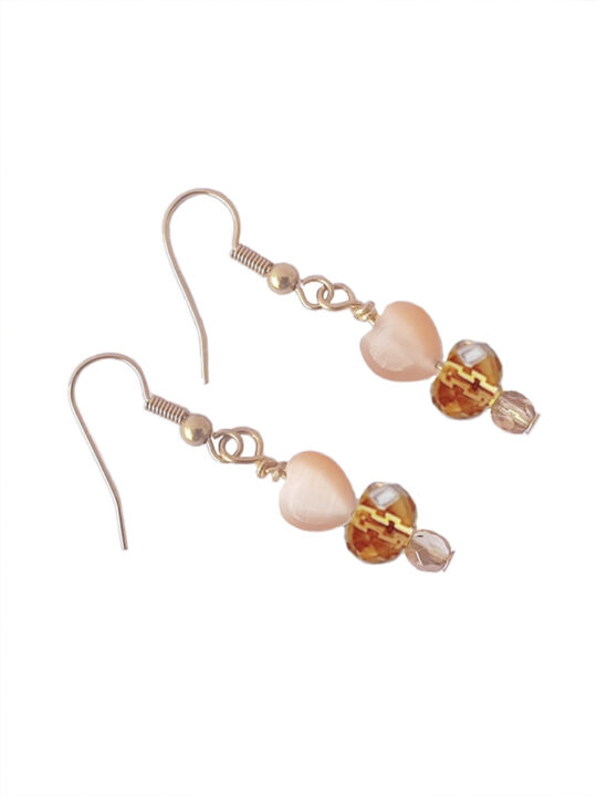Glass bead drop earrings on gold plated hooks