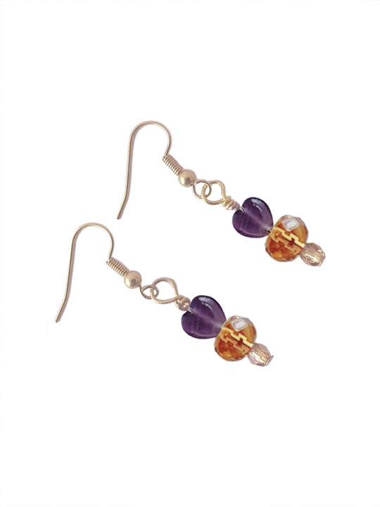 Glass bead drop earrings on gold plated hooks
