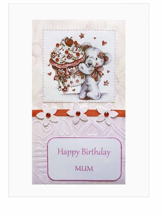 Cupcake bear birthday card for Mum