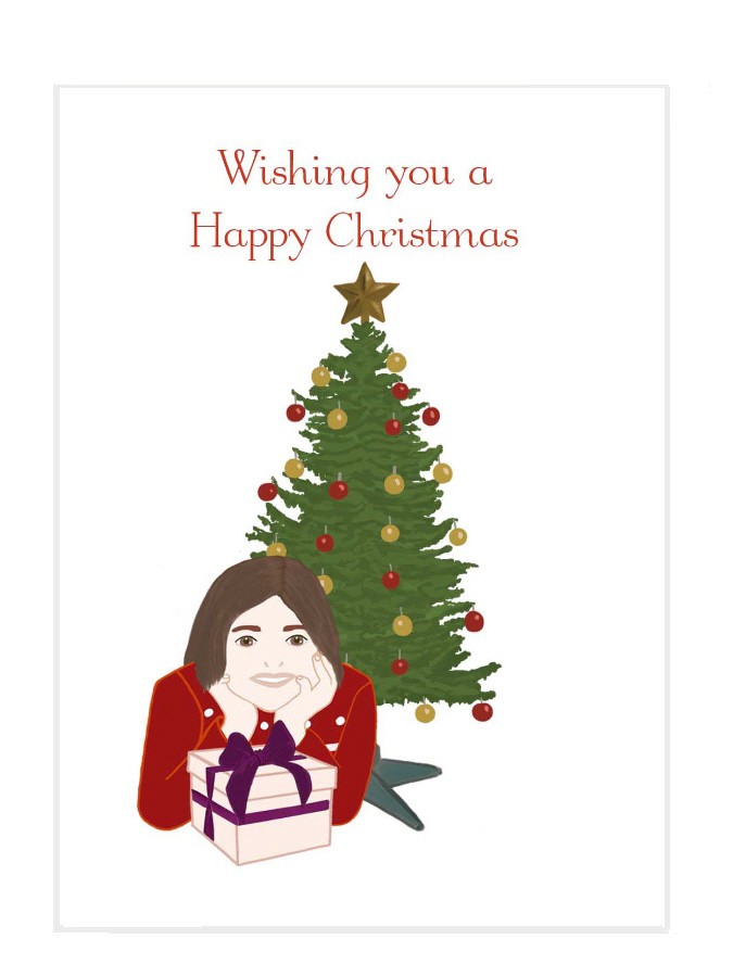 Girl in front of Christmas tree (235) card