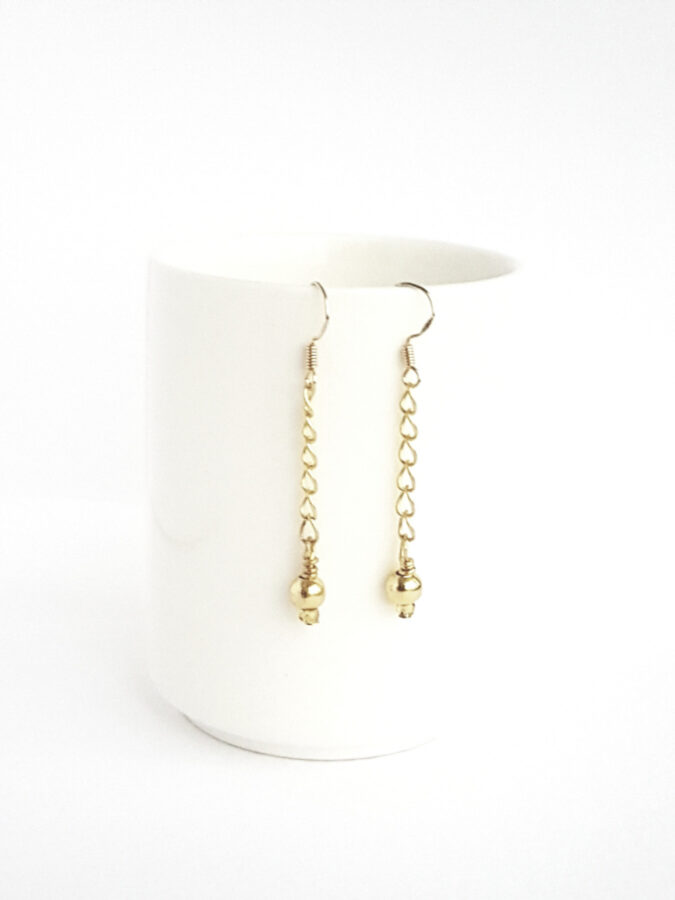 Gold plated bead drop earrings