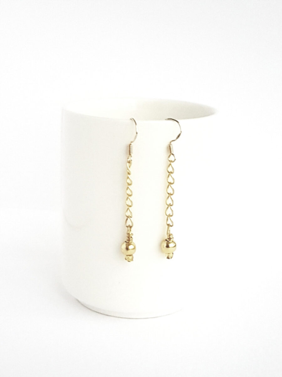 Gold plated bead drop earrings