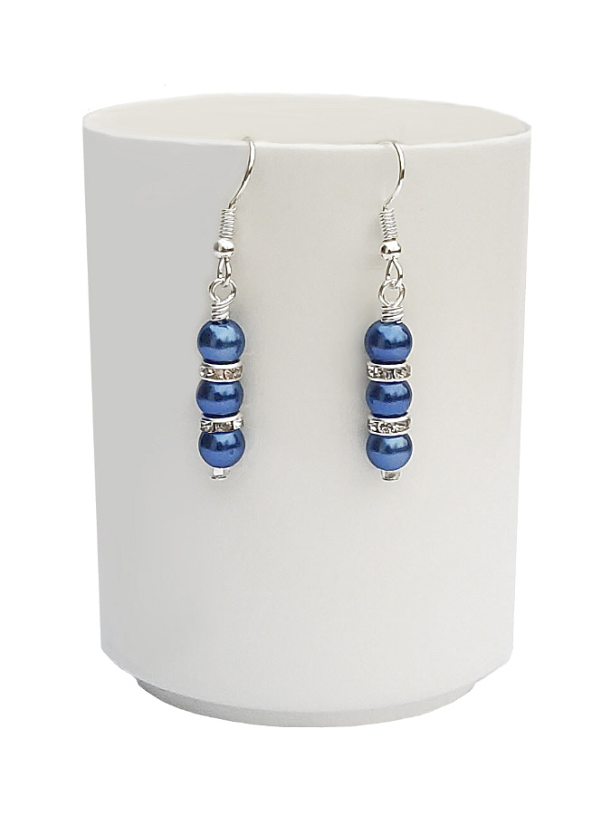 Majestic blue pearlescent glass bead drop earrings