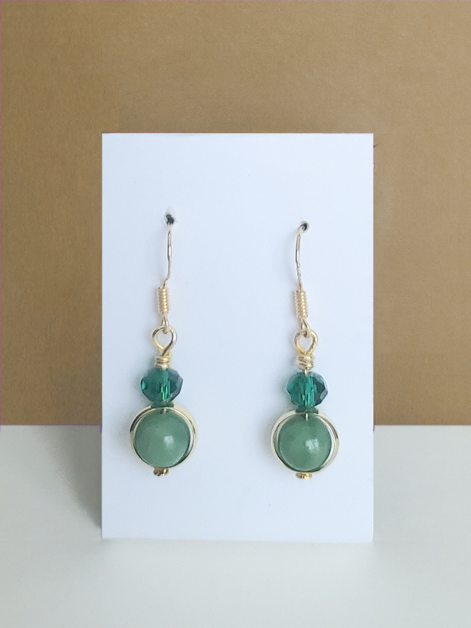 Dainty semi-precious jade gemstone bead drop earrings