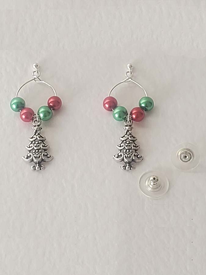 Christmas tree dangle drop earrings