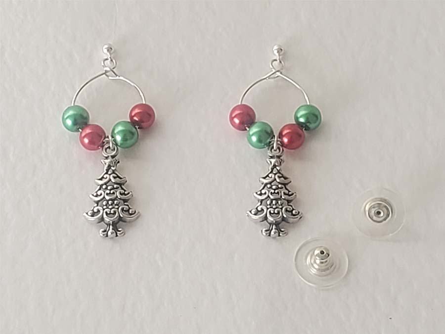 Christmas tree dangle drop earrings