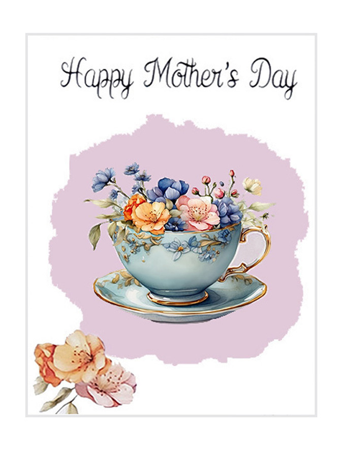 Floral Teacup Mothers Day Card