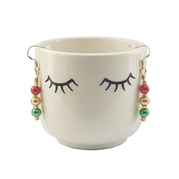 Red-gold-and-green-drop-earrings. Gifts for women, made in the UK.